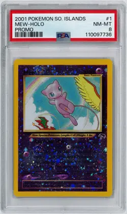 2001 Mew #1 Holo Promo - Pokemon Southern Islands PSA 8 *RARE DOUBLE SWIRL* - Image 1