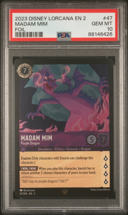 Disney Lorcana MADAM MIM Purple Dragon 47/204 *FOIL* Legendary PSA 10 GEM MINT - Image 1