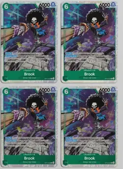ONE PIECE Tcg Card Game Brook OP15-032 SR NM GREEN x4 plus bonus - Image 1