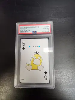 2000 Pokemon Psyduck Poker PSA 10 Gold Playing Cards 5 of Spades 054 - Image 1