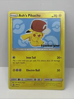 Ash's Pikachu SM113 2017 Pokemon TCG Black Star Movie Promo Card NM - Image 1