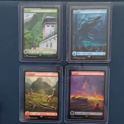MTG Jurassic Park REX Basic Land Lot 4 Cards Forest Island Mtn (Swamp FOIL) - Image 1