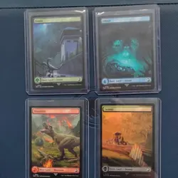 MTG Jurassic Park REX Basic Land Lot 4 Cards Forest Island Mtn (Swamp FOIL) - Image 2