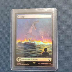 MTG Jurassic Park REX Basic Land Lot 4 Cards Forest Island Mtn (Swamp FOIL) - Image 4