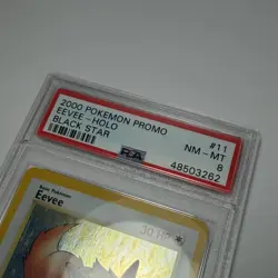 1999-2000 POKEMON TCG PROMO BLACK STAR Card #11 EEVEE-HOLO Graded PSA 8 NM-MT - Image 4