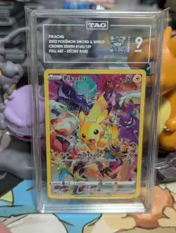 TAG 9 Pokemon TCG Crown Zenith #160 Pikachu Full Art Secret Rare Graded Card - Image 1