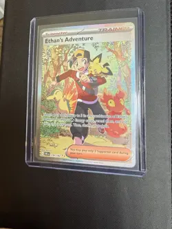 Pokemon TCG Destined Rivals Ethan's Adventure Full Art Trainer Card 236/182 Sir - Image 1