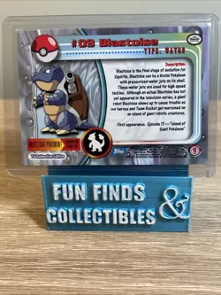 BLASTOISE 1999 Topps Pokemon TV Animation Edition BLUE LOGO #09 - Image 2