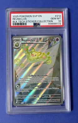 2025 Pokemon SVP EN Reuniclus Blk Tech Sticker Collection #212 PSA 10 GEM MT - Image 1