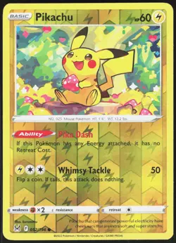 Pikachu 052/196 Reverse Holo Lost Origin Common kurumitsu Lightly Played - Image 2