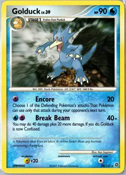 Pokemon Card - Golduck 28/132 Secret Wonders 2007 Rare Moderately Played - Image 1