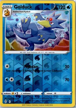 Pokemon Card - Golduck Evolving Skies 025/203 2021 Uncommon Reverse Holo NM - Image 1