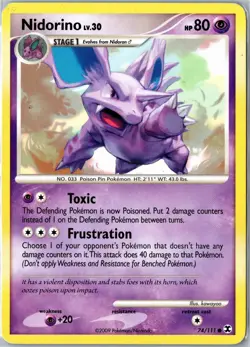 Pokemon Card - Nidorino 74/111 Rising Rivals Common Heavily Played - Image 1