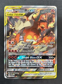 2019 Pokemon Reshiram & Charizard GX Black Star Promo Full Art #SM201 - NM - Image 1