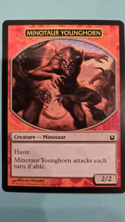 Magic the Gathering MTG Token - Minotaur Younghorn (2) Battle the Horde LP - Image 1