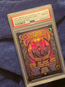 2023 MTG Lord of the Rings #744 Sauron, The Dark Lord Showcase Foil NM-MT PSA 8 - Image 3