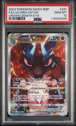 2023 Pokemon Swsh Black Star Promo #291 Fa/Lucario Vstar Crown Zenith Etb PSA 10 - Image 1