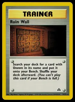Pokemon Card Neo Discovery Ruin Wall 74/75 Uncommon - Image 1