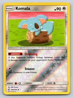 Komala 185/236 Uncommon Unified Minds Pokemon Reverse Holo Near Mint - Image 1