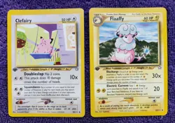 Clefairy 30/111 Flaaffy 34/111 Neo Genesis 1st Edition Non Holo Pokemon *NICE* - Image 1