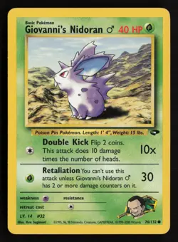 Giovanni's Nidoran M 76/132 Common Gym Challenge Pokemon Unlimited LP - Image 1