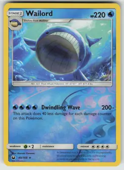 Wailord 40/168 Rare Celestial Storm Pokemon Reverse Holo Near Mint - Image 1