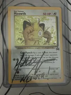 Pokemon Meowth 52 Promo Autographed By Voice Actor Mathew Sussman - Image 1