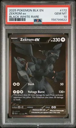 Pokemon Zekrom ex Black Bolt Black White Rare #172 PSA 10 Gem Mint - Image 1