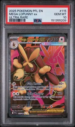 PSA 10 Pokemon MEGA LOPUNNY EX 115/094 ULTRA RARE - ME02 Phantasmal Flames - Image 1