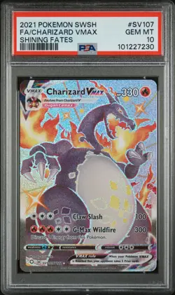 PSA 10 GEM MT 2021 POKEMON SWORD & SHIELD SHINING FATES #SV107 FA/CHARIZARD VMAX - Image 1