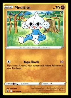 Meditite Common 097/192 SWSH02: Rebel Clash Pokemon Card - Image 1
