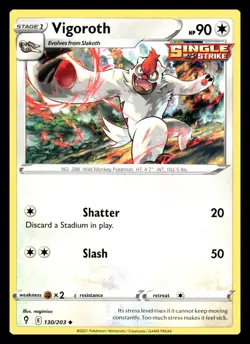 Vigoroth Uncommon 130/203 SWSH07: Evolving Skies Pokemon Card - Image 1