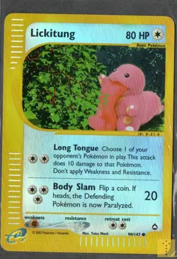 Lickitung 90 Reverse Holo Common Aquapolis Pokemon Lightly Played - Image 1