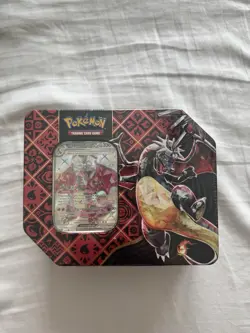Pokemon TCG Paldean Fates Shiny Charizard EX Tin 5 Pack Factory Sealed - Image 1