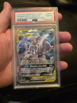 PSA 10 MEWTWO & MEW GX 2019 POKEMON SM BLACK STAR PROMO #SM191 FULL ART TAG TEAM - Image 1