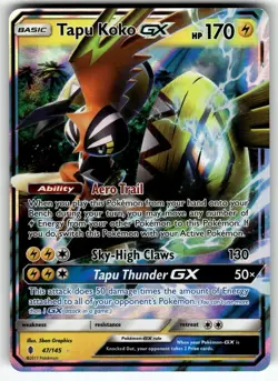 Tapu Koko GX 47/145 Holo Ultra Rare Guardians Rising Pokemon Near Mint - Image 1
