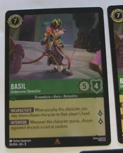 4 - Basil - Undercover Detective Reign of Jafar - 1 FOIL -3 BASE + BONUS CARDS! - Image 2
