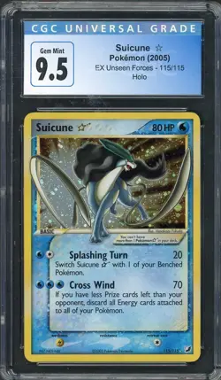 CGC 9.5 Suicune (Gold Star) EX Unseen Forces 115/115 Holo Pokemon Card B28 - Image 1