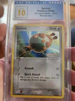 (POP 2) CGC 10 Pokemon EX Legend Maker SENTRET Stamped Reverse Holo 62/92 Card - Image 2