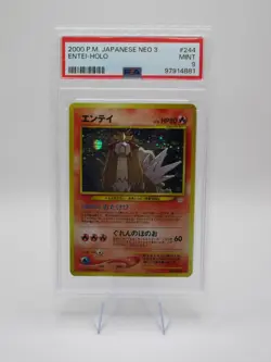 PSA 9 Mint 2000 P.M. Japanese Neo 3 Entei Holo Pokemon Card - Image 1