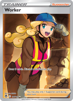 Pokemon Silver Tempest Full Art Worker 195/195 - Near Mint (NM) - Image 1