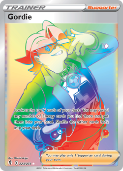 Pokemon Evolving Skies Rainbow Rare Gordie 223/203 - Near Mint (NM) - Image 1