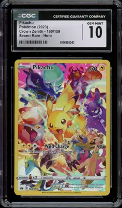 Pokemon CGC 10 Gem Mint Crown Zenith Secret Rare Pikachu 160/159 - Image 1
