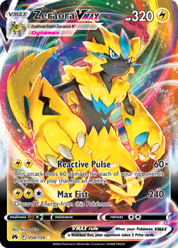 Pokemon Crown Zenith Full Art Zeraora VMAX 054/159 - Near Mint (NM) - Image 1