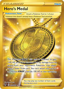Pokemon Vivid Voltage Secret Rare Hero's Medal 201/185 - Near Mint (NM) - Image 1