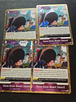 4x Slow-Slow Beam Sword (Pirate Foil) OP07-076 One Piece PRB02 Vol. 2 Playset - Image 1