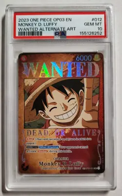 2023 ONE PIECE OP03 PILLARS STRENGTH 012 MONKEY D. LUFFY WANTED POSTER SP PSA 10 - Image 1