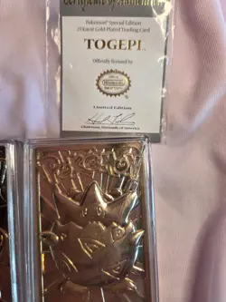 1999 23k gold Plated Pokemon Cards Togepi (2) and Four Poke Balls - Image 3