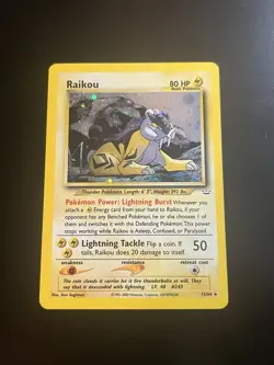 Raikou - 13/64 - Pokemon Neo Revelation Unlimited Holo Rare Card WOTC NM - Image 1