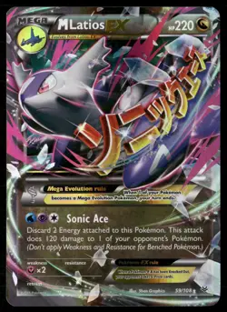 M Latios EX 59/108 Holo EX Rare Roaring Skies Pokemon Damaged - Image 1